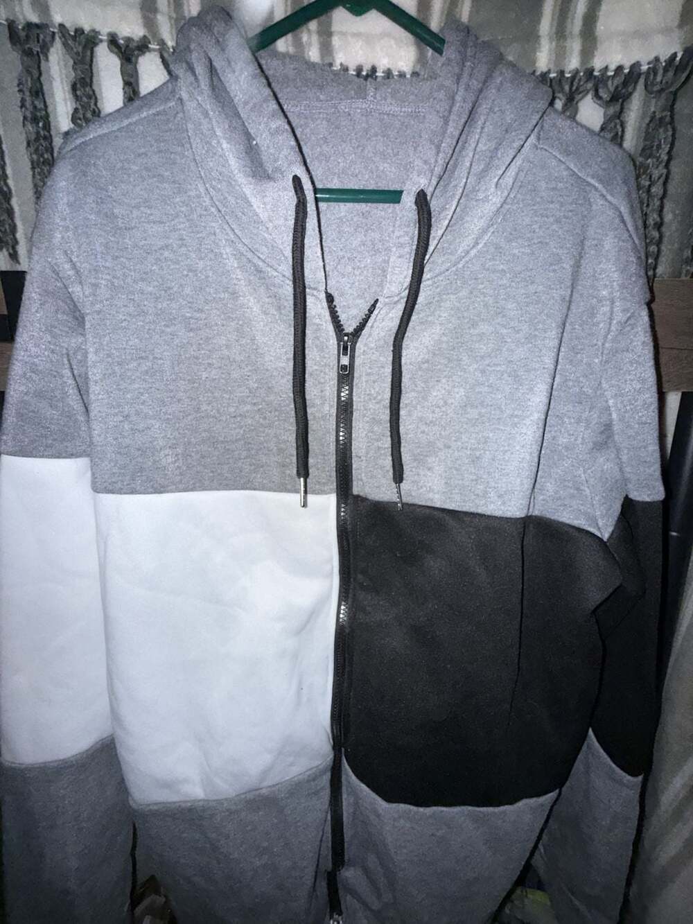 Unbranded Colorblock Zip Up Hoodie Size XXL Gray White Black